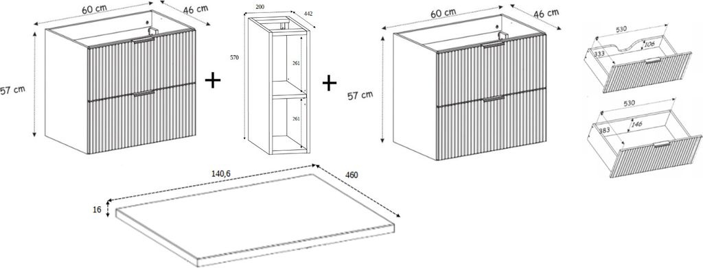 Rodan | Koupelnová Skříňka 140 cm - Bílý Mat - 140/57/46 cm Obrázek produktu 15