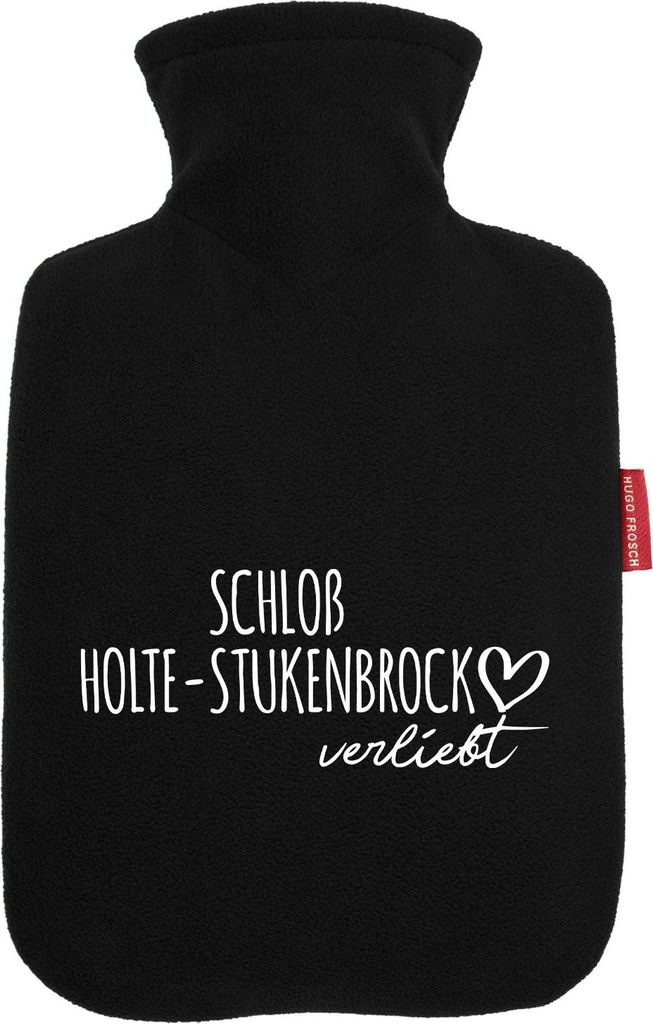 Huuraa Wärmflasche Schloß Holte-Stukenbrock verliebt 1,8 Liter Black Classic Veloursbezug Bettflasche Geschenkidee