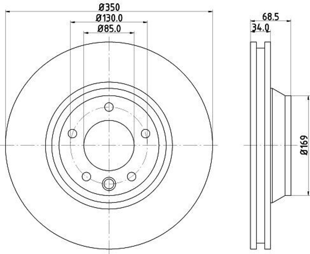 HELLA 8DD 355 128-071 - OE 7L6615302E Bremsscheibe für Q7 (4L), Cayenne (92A), Cayenne (9PA), Touareg (7L)