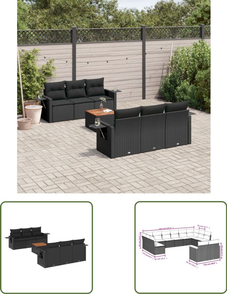 The Living Store 7-tlg. Garten-Sofagarnitur mit Kissen Produktbild 