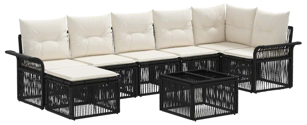 Gartensofa-set 8 pcs Schwarz Poly-Rattan