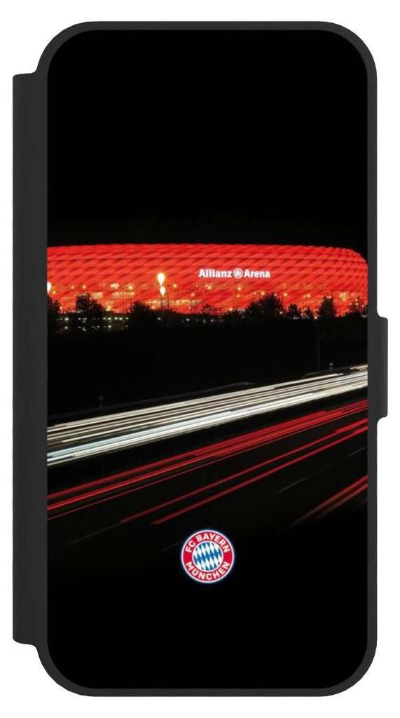 NIVOCASE Klapphülle für Apple iPhone 16e Handyhülle aus Kunst Leder NIVOflip schwarz FC Bayern München FCB Stadion