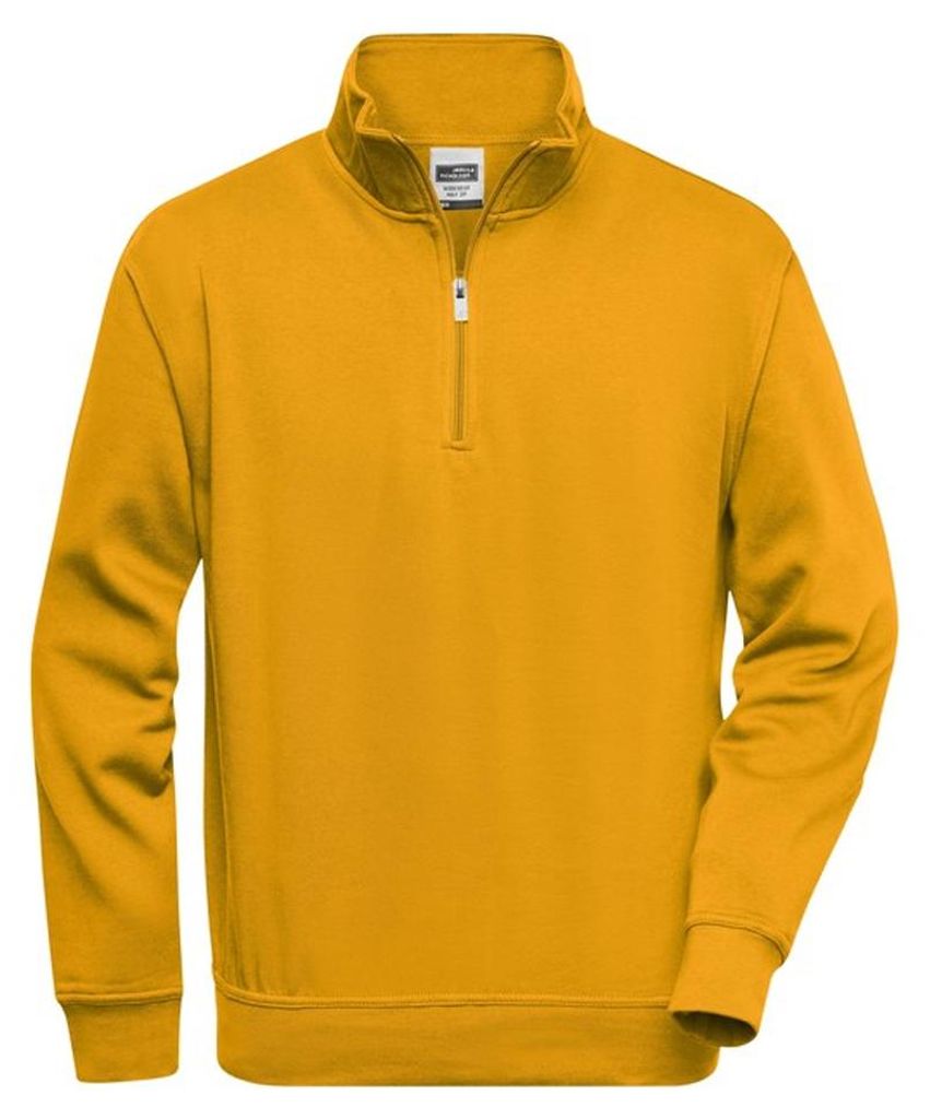 James and Nicholson - "Workwear" Sweatshirt mit kurzem Reißverschluss für Herren LT2681 (6XL) (Goldgelb)