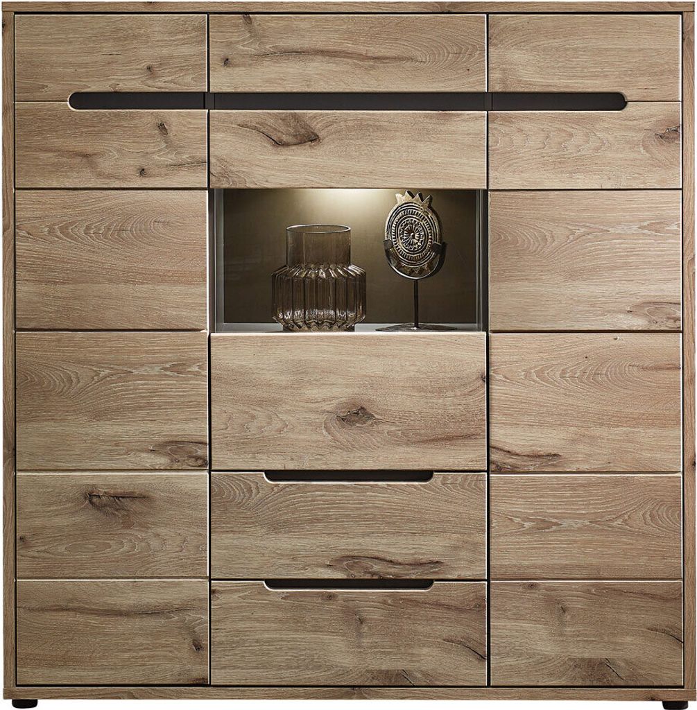 Highboard mit LED Beleuchtung BURNHAM-36 in Eiche Nb. mit Produktbild 