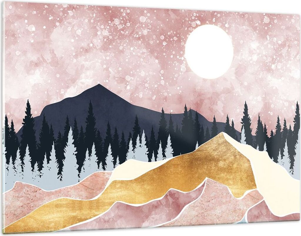 Bilder auf glas - Einteilig - Grafik Modern Landschaft - 120x80cm - Glasbilder - Wandbilder - Bilder - zum Aufhängen bereit - Wanddekoration aus G...