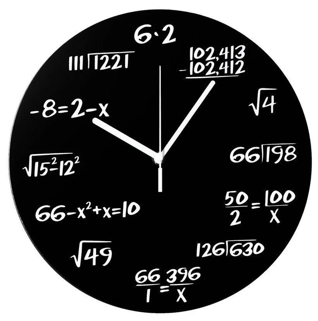 Horloge Mathématique Master en plastique noir avec formules à piles