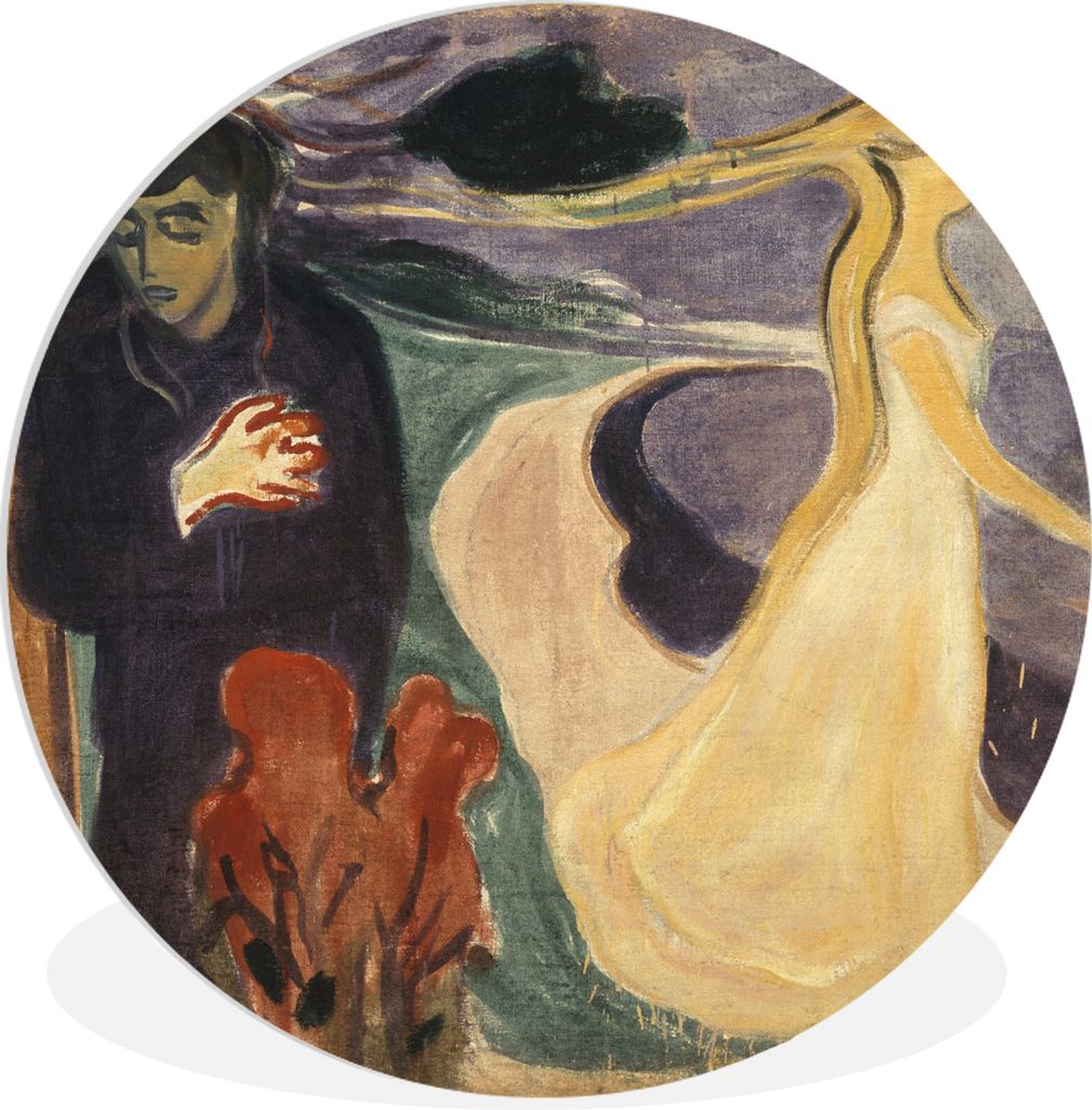 MuchoWow Rundes Wandbild - Runde Bilder Trennung - Edvard Munch Ø 60 cm Kreis Wanddekoration Kunststoff - Wandkreis - Wandschmuck - Wand Kreis -...