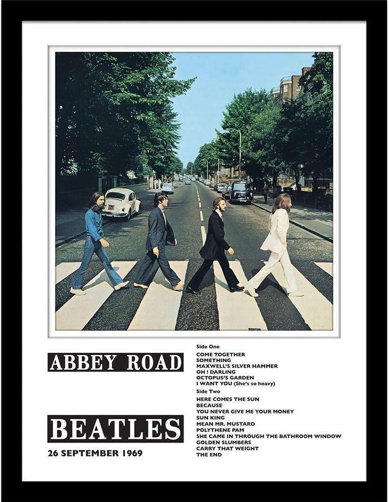 The Beatles - Eingerahmter Druck "Abbey Road" PM10352 (40 cm x 30 cm) (Weiß/Schwarz)