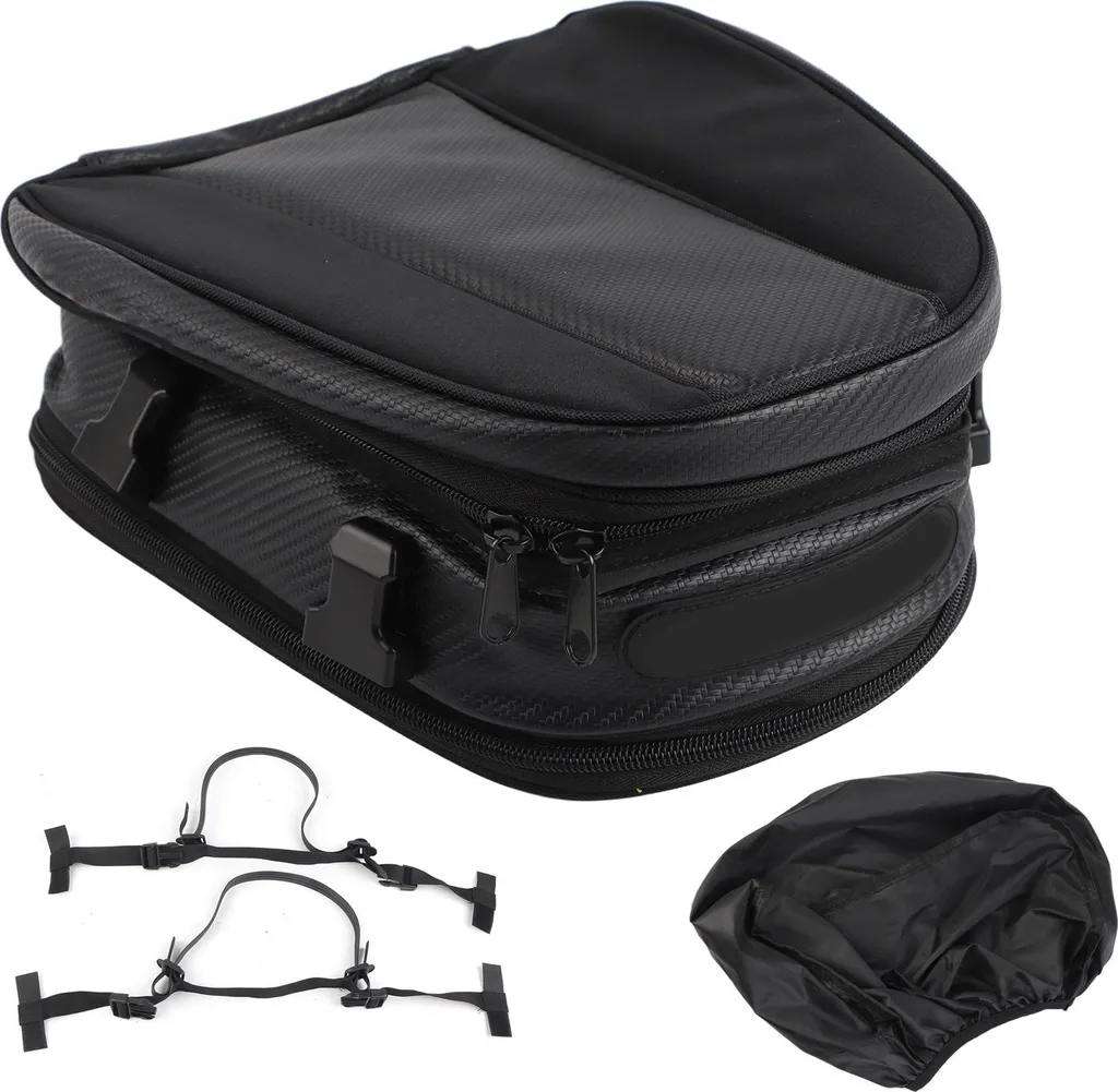 Sac de selle moto imperméable pour casque et bagages arrière noir 35L