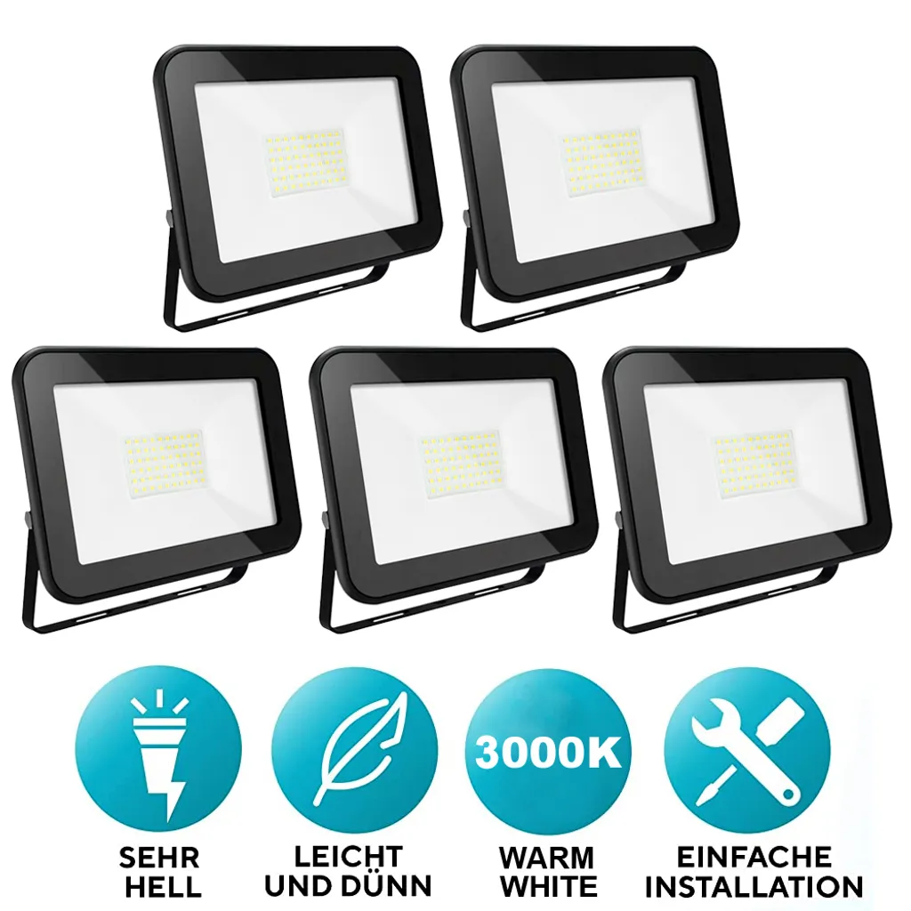 Projecteur Extérieur LED 50W Anti-Pluie pour Sécuriser Jardin et Allée