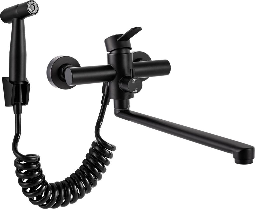 Küchenarmatur 360° Wandmontage Wasserhahn Mischbatterie Schwenkbar Auslauf Faucet Edelstahl