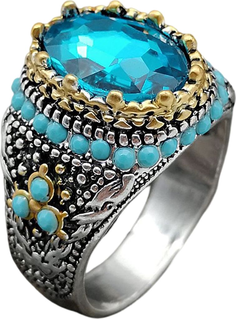 Fingerring, ovaler Retro-Stil, galvanisch, geometrisch, mit Strasssteinen eingelegt, zum Anziehen, Schmuckzubehör, Persönlichkeit, trendiger Fing...