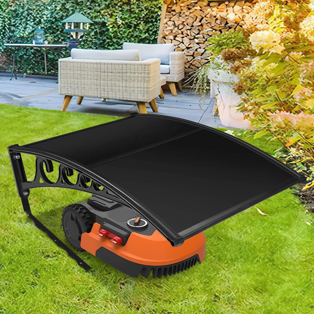 Jopassy Rasenmäher Garage für Mähroboter Carport Schwarzer Stahlrahmen Metall Pulverbeschichtet 106x87x50 cm Schwarzer Dach