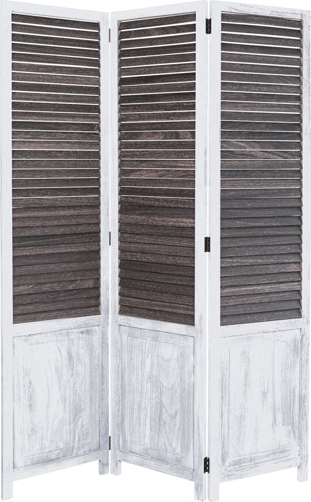 Homestyle4u Paravent Raumteiler 3 teilig Holz Lamellen Weiß