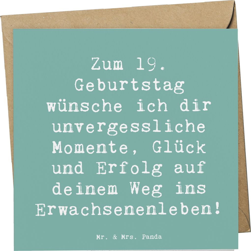 Mr. & Mrs. Panda Grußkarte Spruch 19. Geburtstag Wünsche - Meeresbrise - Geschenk, faltkarte, anlasskarte, Geburtstagsgeschenke, doppelkarte, Geb...
