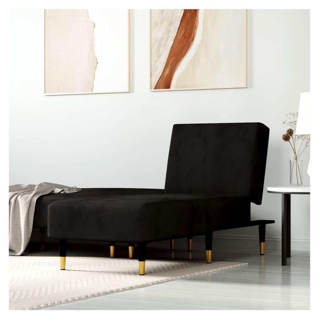 Chaiselongue aus schwarzem Samt