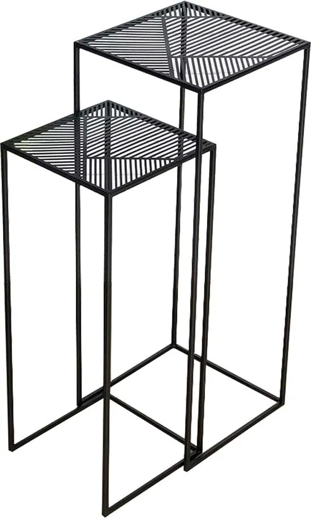 Lot de 2 Sellettes Métalliques Riga - Supports de Plantes et Déco Loft