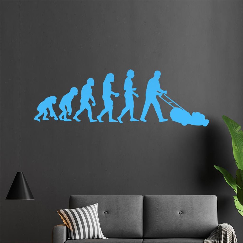 KIWISTAR Evolution - Rasenmäher Hexler Gras Roboter Wandtattoo in 6 Größen - Wandaufkleber Wall Sticker - Dekoration, Küche, Wohnzimmer, Schlaf...