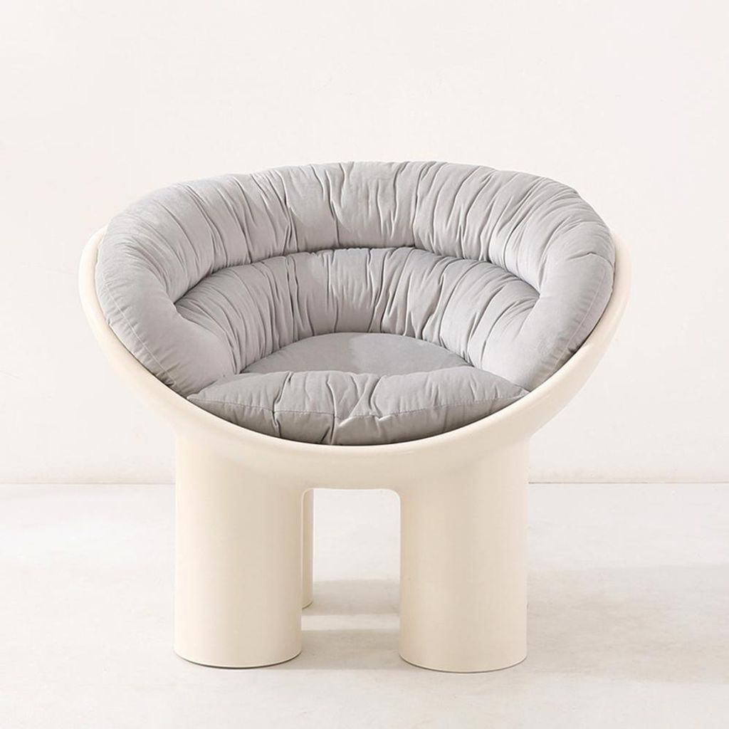 Elefantenbeinstuhl – Einzelsessel, Sofasessel, Relaxsessel, Rückenlehnenstuhl mit Kissen, Beige 84.2×57×62.5 cm 【BDG-4277B】