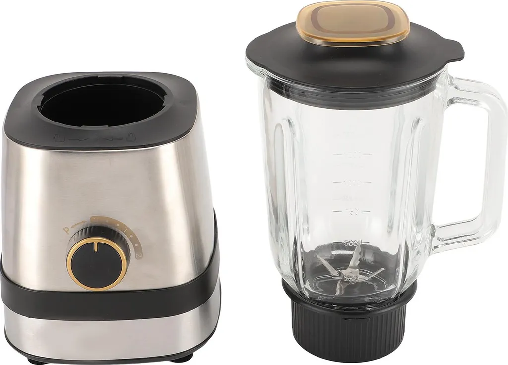 Mixeur 6 Lames Inox 600W Bol Verre 1,5L pour Smoothies et Glace Pilée