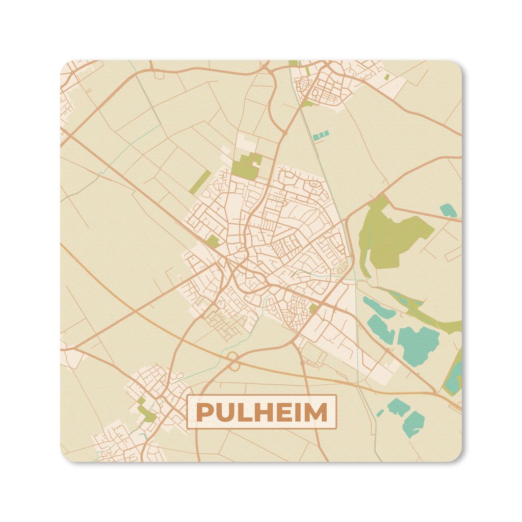 MuchoWow Mauspad Mousepad Pulheim - Karte - Vintage - Karte 30x30 cm - Mousepads - Maus Mat - Pad - Mausunterlage - Gaming