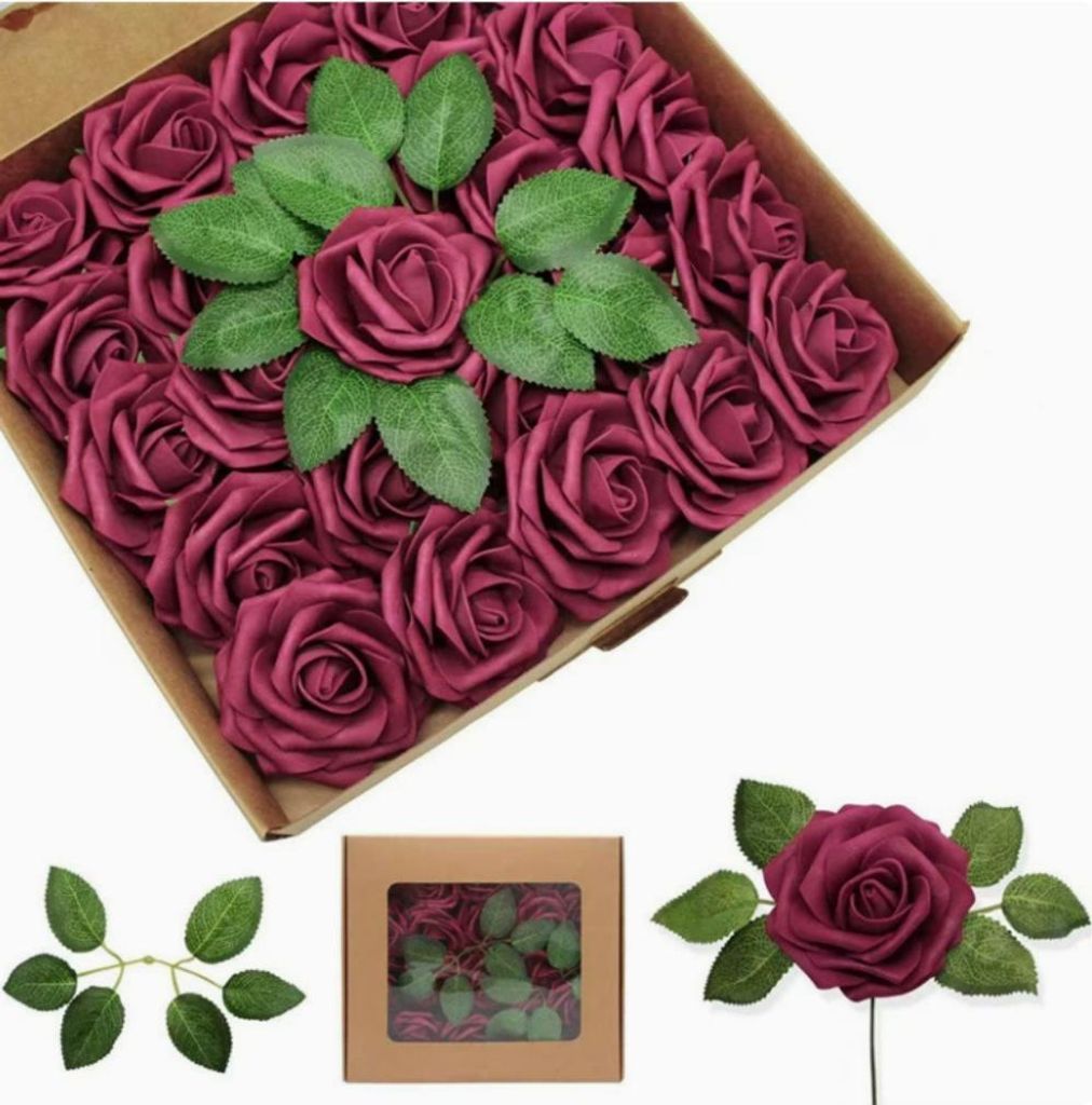 Künstliche Blumen Rosen, 25 Stück Deko Blumen Fake Rosen kunstblume für DIY Hochzeit, Valentinstag,Blumensträuße Braut Zuhause Dekoration