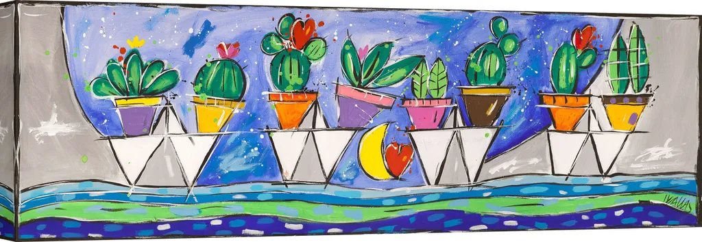 Tableau pour Salon Paysage Wallas, Toile Déco pour Chambre de 100x35 cm