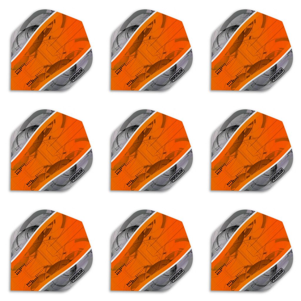 Pentathlon Silver Edge Dart Flights – 100 Micron Standard Orange (3 Set= 9 Flights)