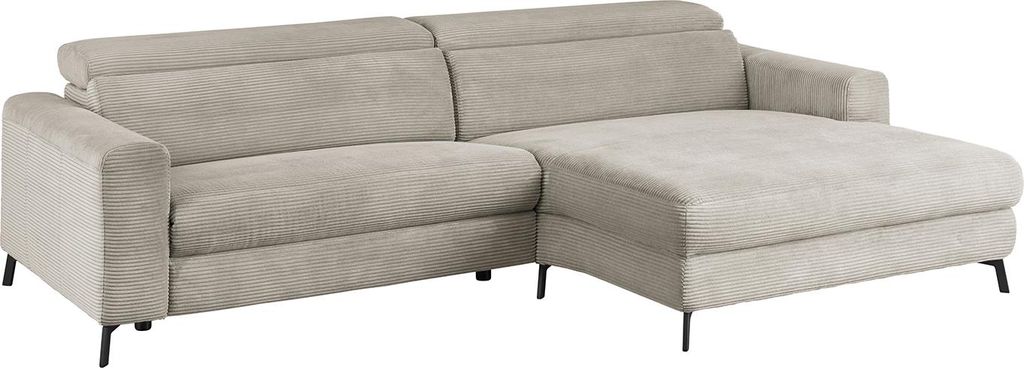 KAWOLA Sofa LAISKA Ecksofa Cord steingrau Longchair rechts