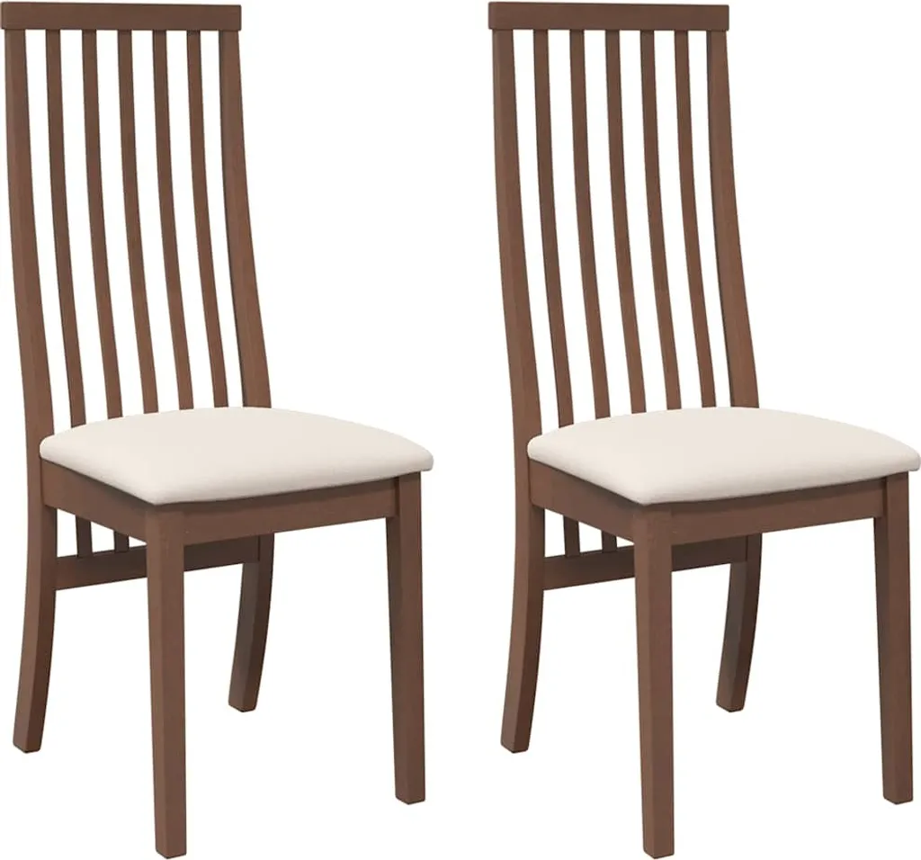 vidaXL Sedie da pranzo con cuscino 2 pz. Legno massiccio marrone in legno di gomma