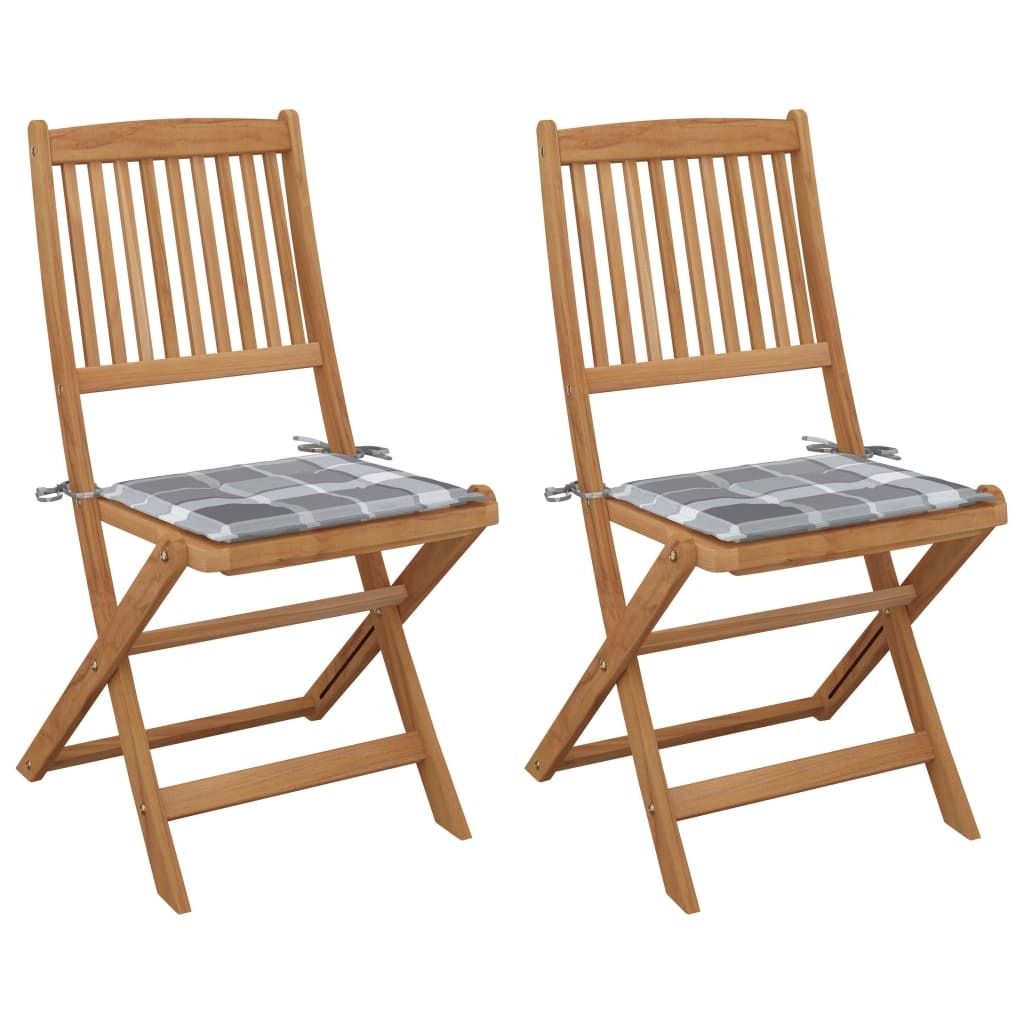 The Living Store Klappbare Gartenstühle 2 Stk. mit Kissen Massivholz Akazie