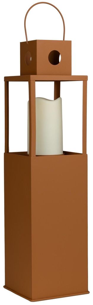 LED Laterne Metall Rostoptik mit Kerze Timer Gartenlaterne Deko