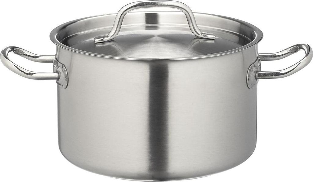 Metro Professional Topf mit Deckel | flach | Ø 36 cm | 14 L | Induktion | Edelstahl | Sandwichboden | Schüttrand | Backofenfest bis 240 °C | Sp...