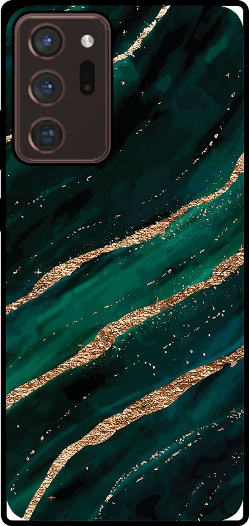Smartphonica Handytasche Geeignet für Samsung Galaxy Note 20 Ultra mit Marmordruck - TPU zurück Abdeckung Fall Marmor Design - Grün Gold