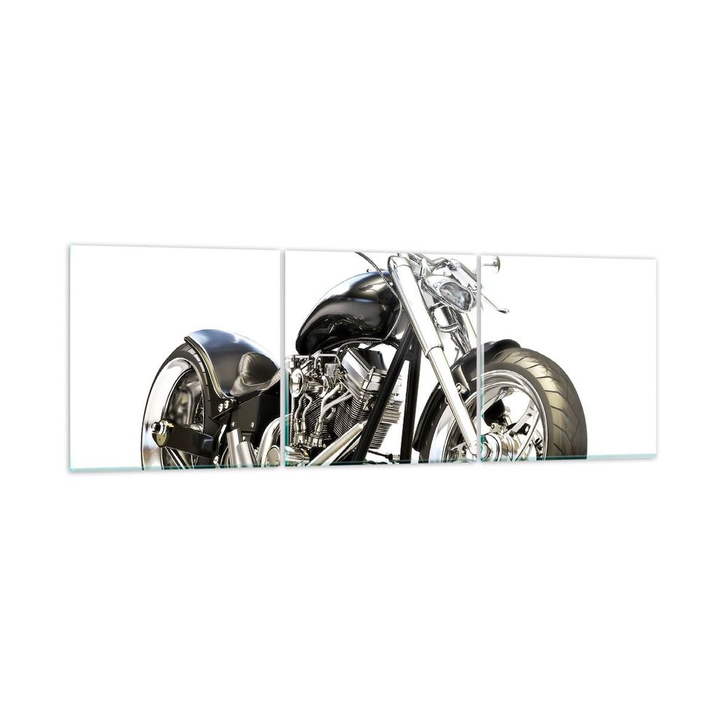 Bilder auf glas - Motorrad Motor Geschwindigkeit Chrom - 90x30cm - Glasbilder - Wandbilder - Kunstdruck - Wanddekoration aus Glas - Glas Bilder - W...
