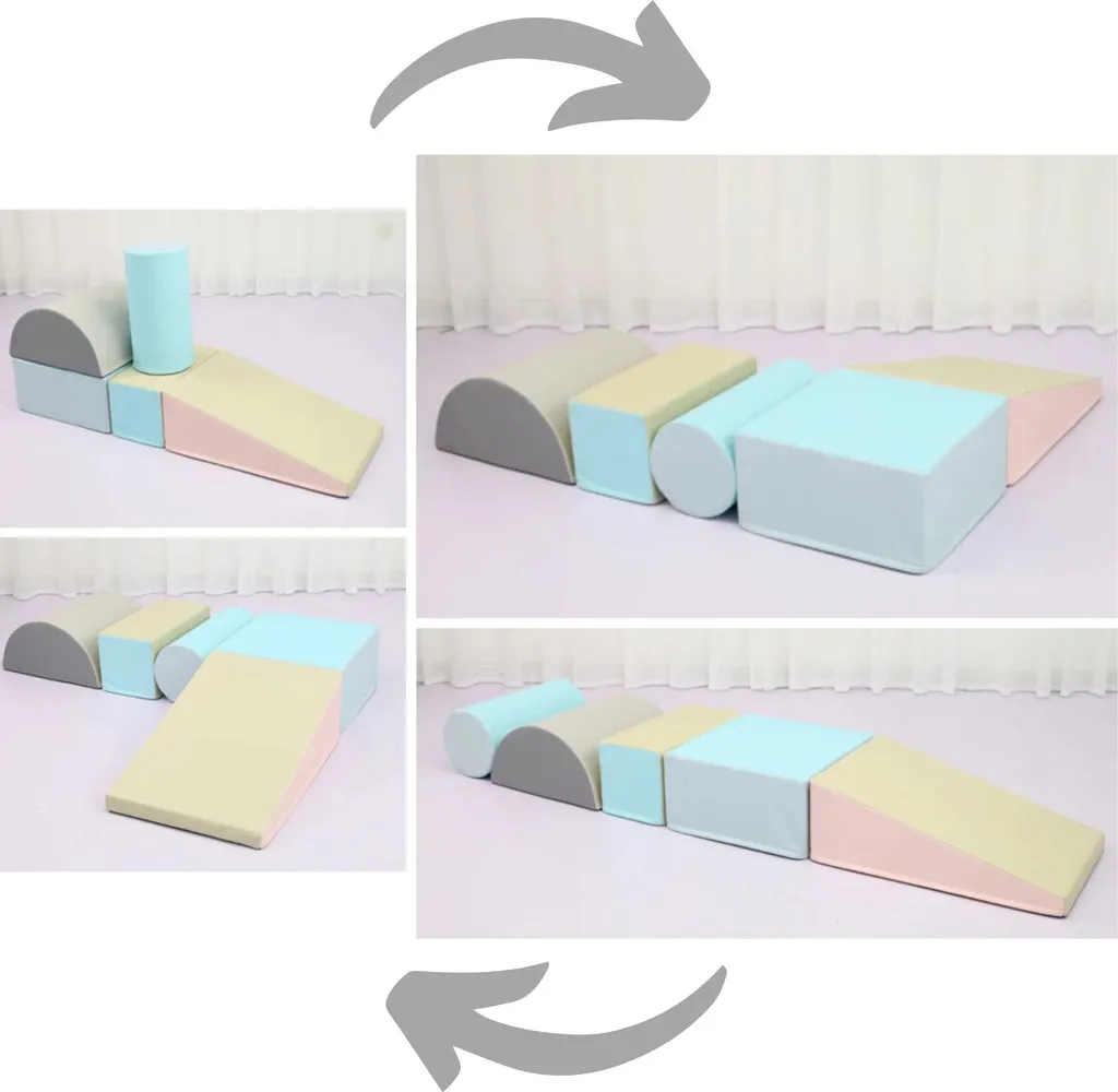 Module de psychomotricité en mousse aux couleurs pastel pour intérieur