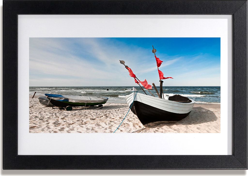 Bild 30x20 MDF-Rahmen Wandkunst Boot Strand-Landschaft