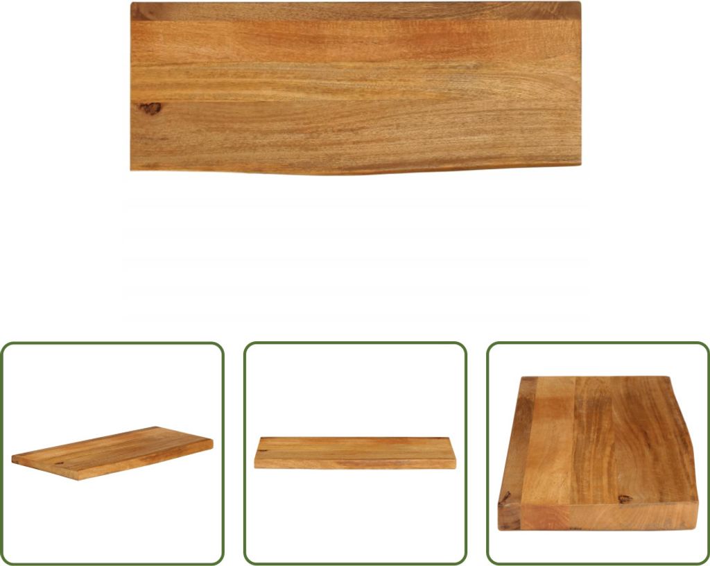 The Living Store Tischplatte mit Baumkante 70x40x3,8 cm Massivholz Mango