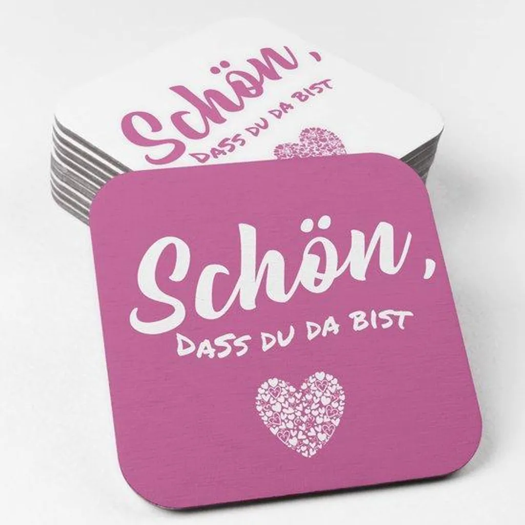 Dessous de verre carré en carton rose pastel pour cocktail et fête