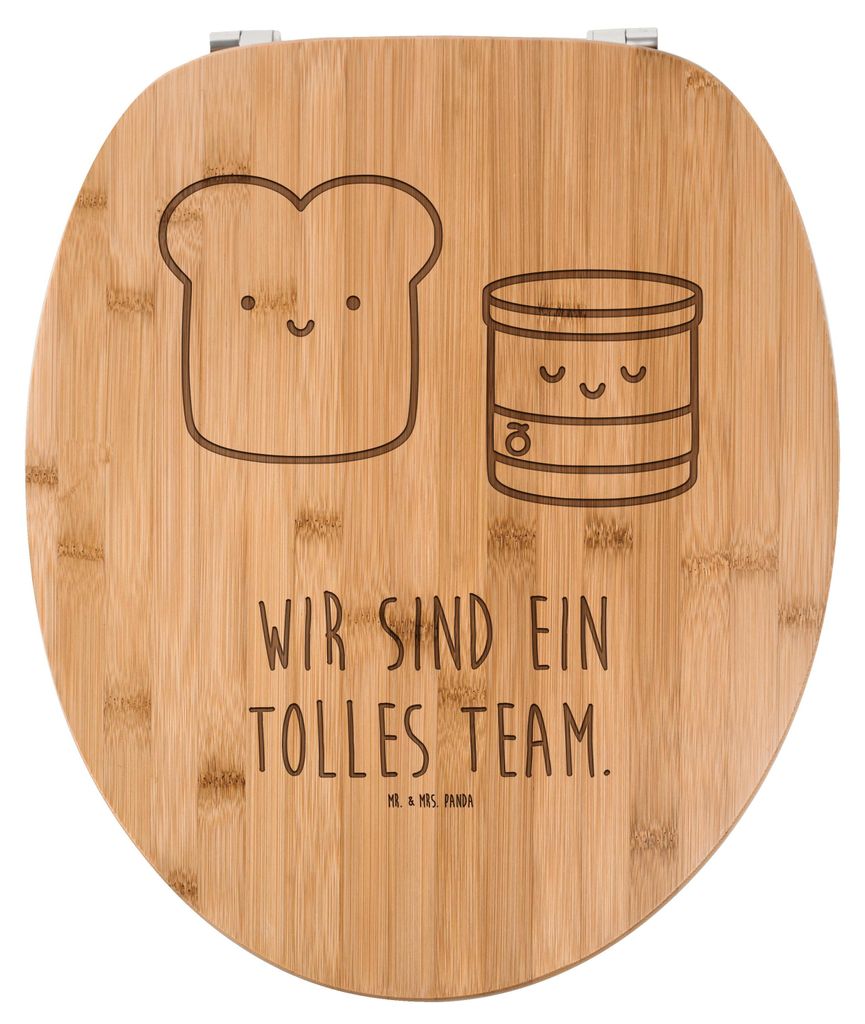 Mr. & Mrs. Panda WC Sitz Toast Marmelade - Transparent - Geschenk, Dreamteam, Klobrille, Toastbrot, Holz Toilettendeckel, Süß, Brille, Brot, Gute...