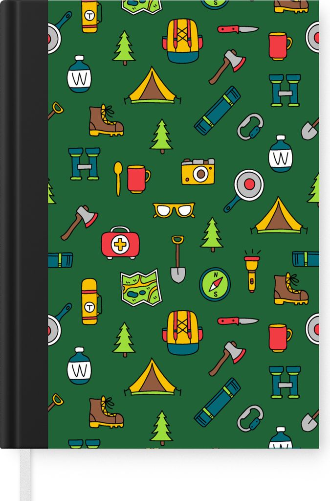 MuchoWow Notizbuch Tagebuch Haushaltsbuch Notebook A5 Camping - Zelt - Axt - Rucksack - Notizblock - Notizheft - Notebook - Schreibblock - Papier