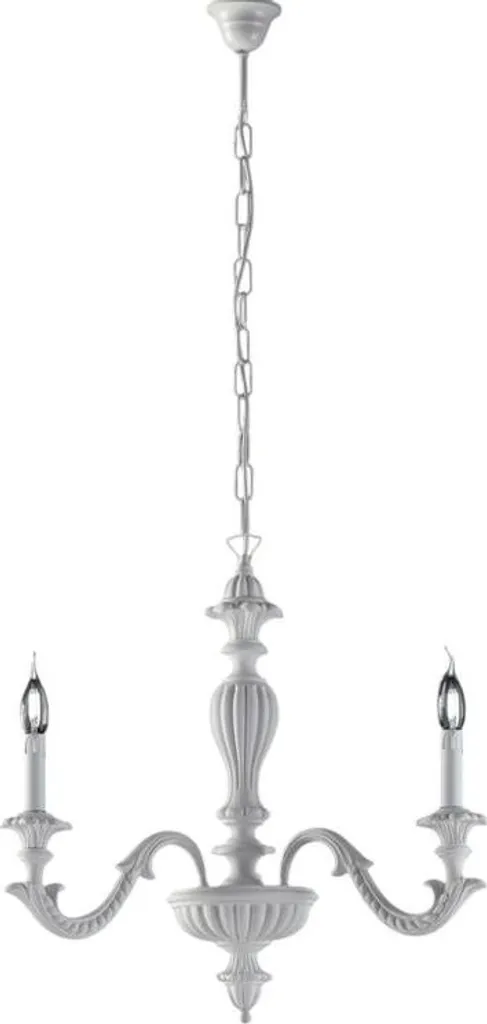 Lustre bois blanc 3 lumières design Shabby Leonardo d.43 BL180-3-BCO