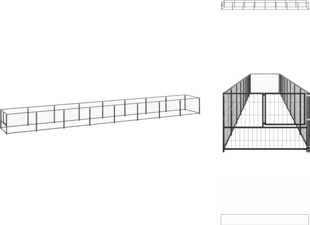 vidaXL Hundezwinger Schwarz 8 m² Stahl - Hundezwinger & -ausläufe