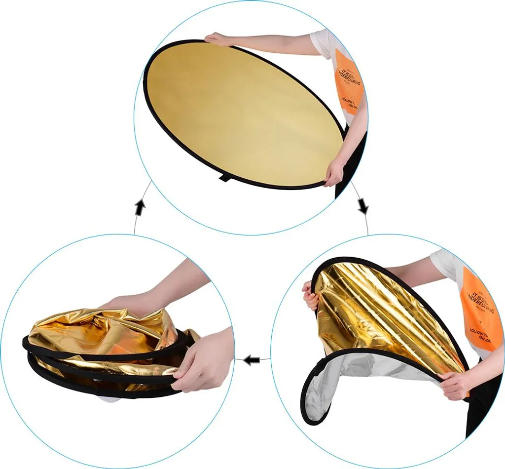 Réflecteur de lumière multi-disque 5 en 1 argent or blanc noir 80 cm