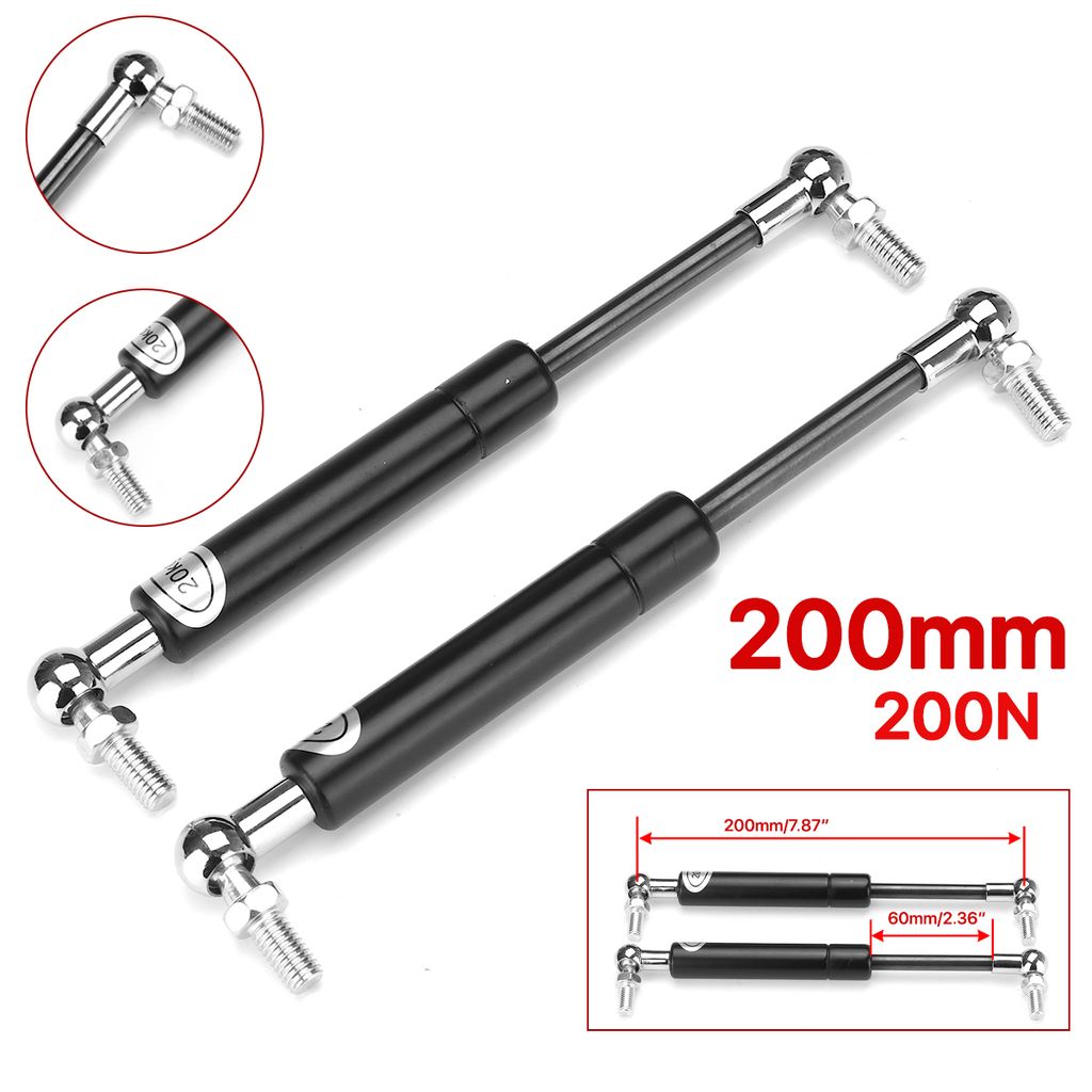 2x Gasfeder Universal Gasdruckfeder 200mm Gasdruckdämpfer aus Edelstahl Schwarz 200N