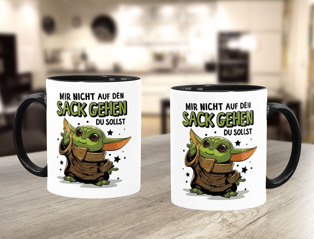 MoonWorks Maglietta Donna Divertente - Baby Yoda Parodia Con Scritta 'Mir Nicht Auf Den Sack Gehen' - 100% Cotone, Girocollo, Vestibilità Femminile