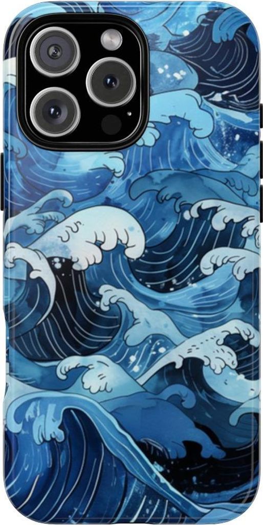 Japanische Wellenkunst – Hülle Kompatibel mit iPhone 16 Pro Max