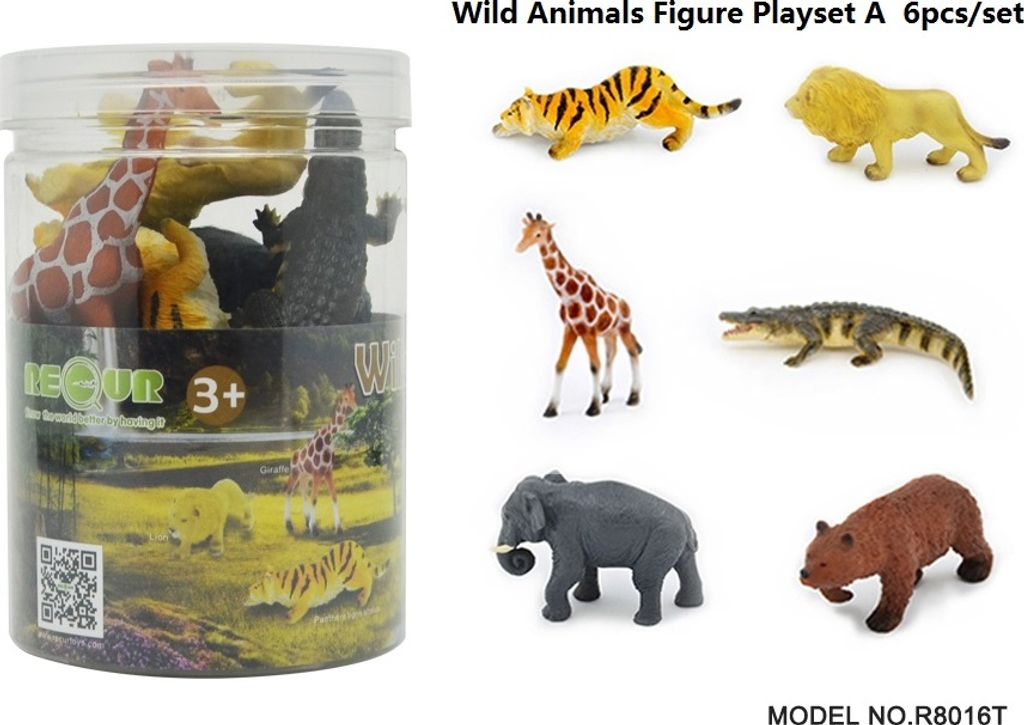 Recur R8016T Wildtiere A 6 Minifiguren Tubos-Röhren
