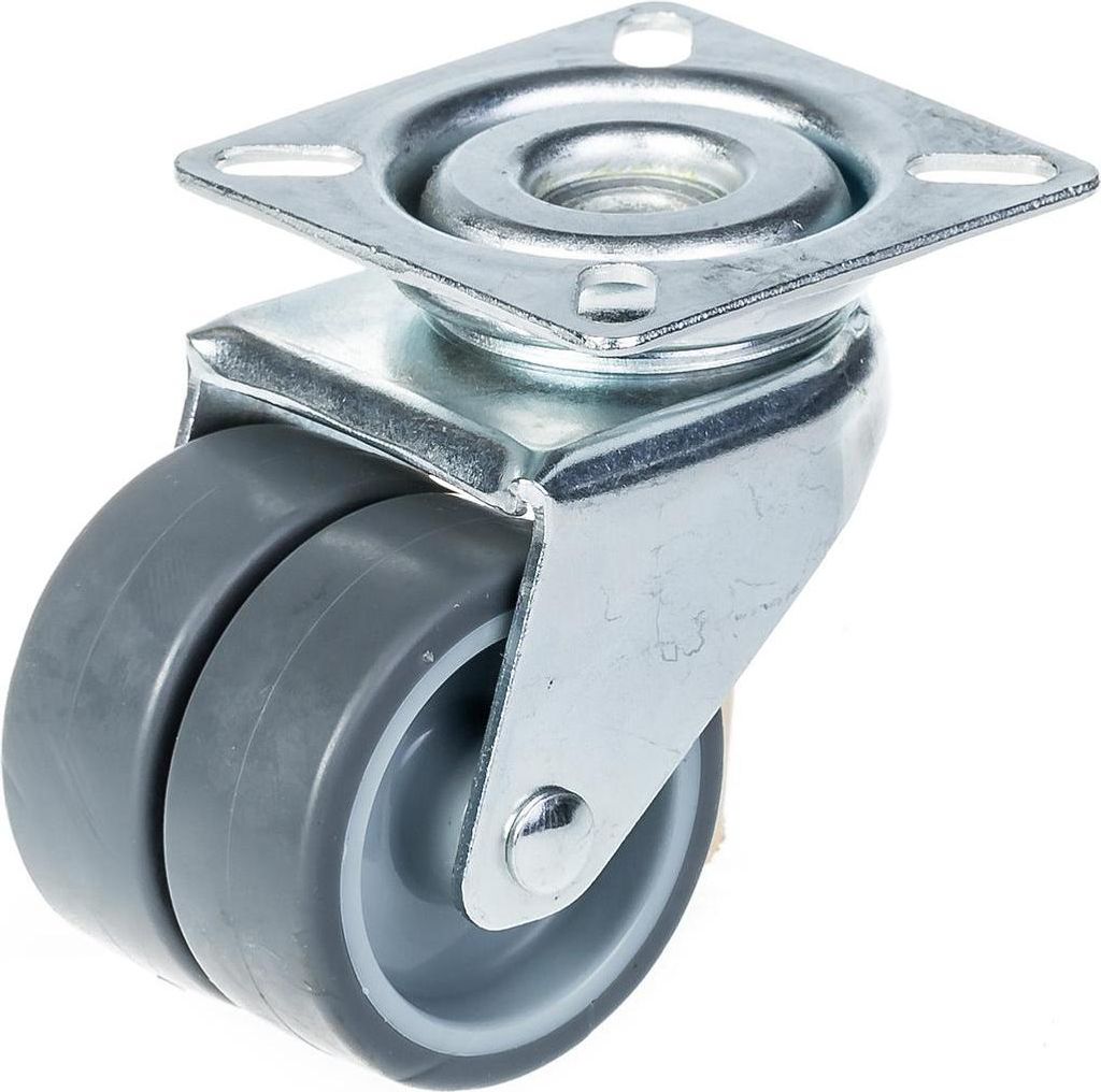 50mm 2" Doppelradrolle grau Gummi drehbar 70kg Kapazität Produktbild 