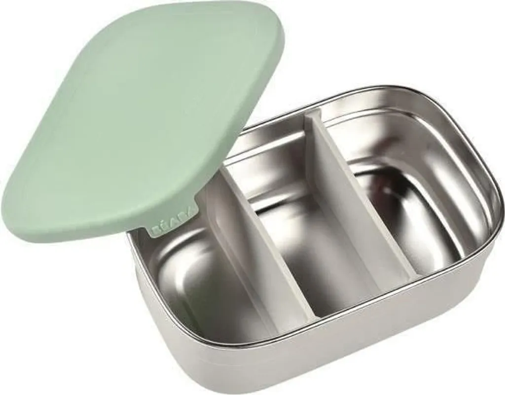 Lunch Box BEABA Acciaio e Silicone | Contenitore Snack Eco-friendly